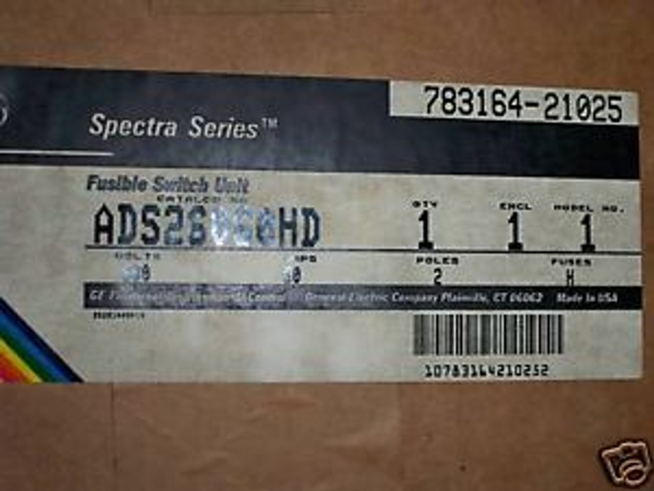 GE ADS26060HD 60A 600V 1PH 2P Twin Fusible Switch Unit New Surplus